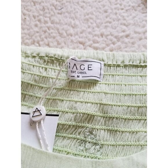 SAGE THE LABEL Embroidered Sage Green Mini Babydoll Dress Sz M - Picture 4 of 8